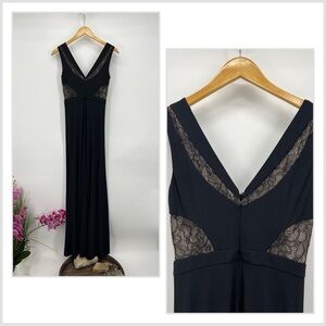 BCBGMaxAzria Black and Tan Dress V Neck Sleeveless